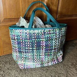 DEUX LUX Purple/Blue Weave Purse hand bag B68
